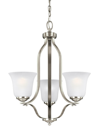 Emmons Three Light LED Chandelier - Brushed Nickel Ceiling Sea Gull Lighting 