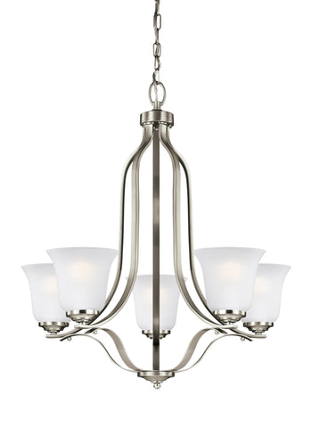 Emmons Five Light Chandelier - Brushed Nickel Ceiling Sea Gull Lighting 