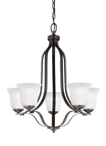 Emmons Five Light LED Chandelier - Heirloom Bronze Ceiling Sea Gull Lighting 