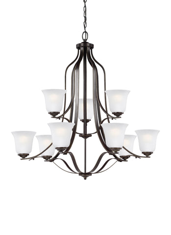 Emmons Nine Light Chandelier - Heirloom Bronze Ceiling Sea Gull Lighting 