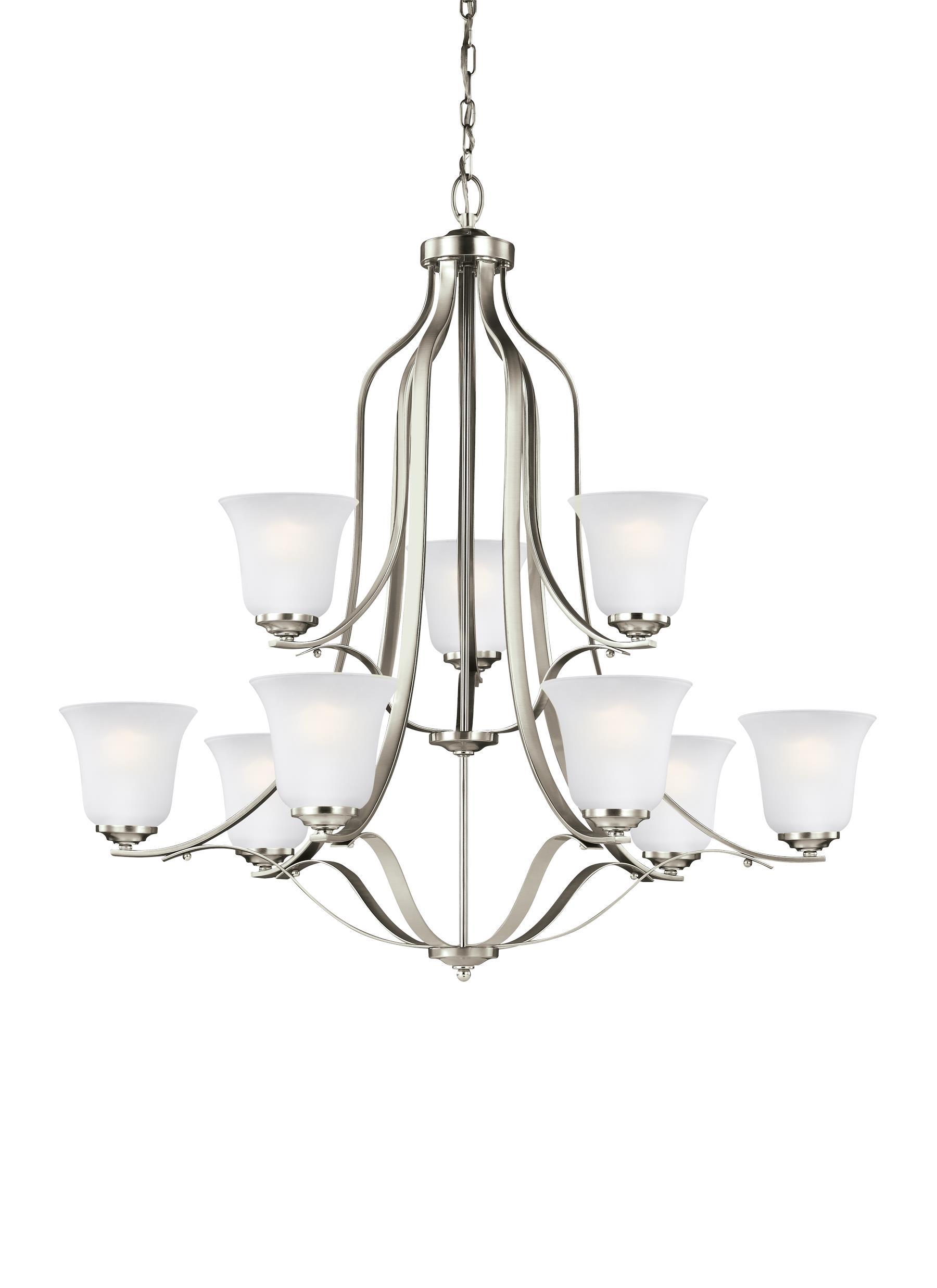 Emmons Nine Light LED Chandelier - Brushed Nickel Ceiling Sea Gull Lighting 