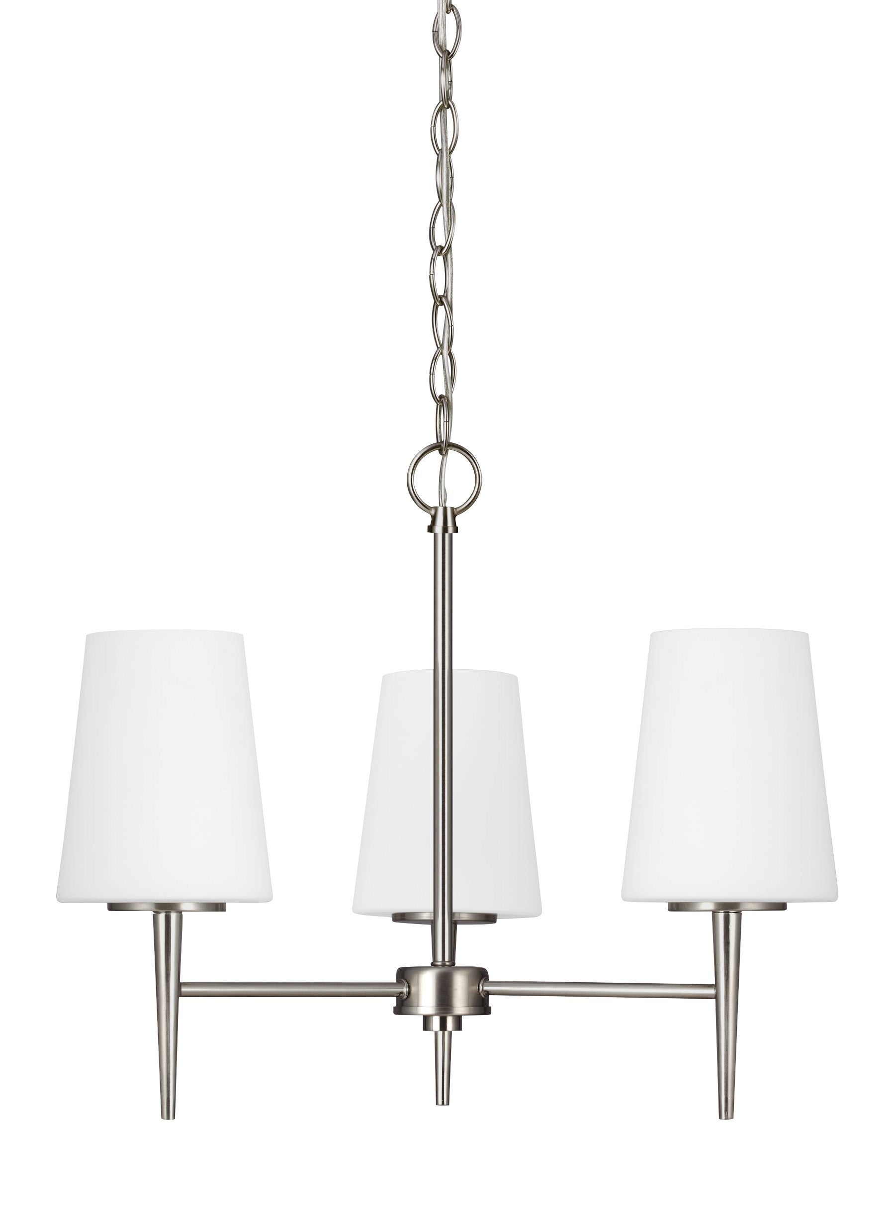 Driscoll Three Light Chandelier - Brushed Nickel Ceiling Sea Gull Lighting 