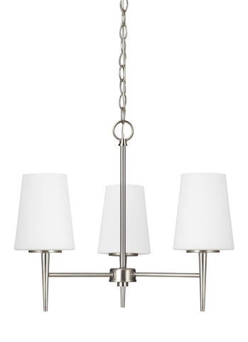 Driscoll Three Light LED Chandelier - Brushed Nickel Ceiling Sea Gull Lighting 