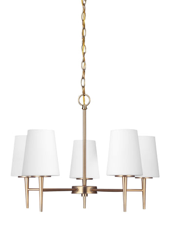 Driscoll Five Light Chandelier - Satin Bronze Ceiling Sea Gull Lighting 