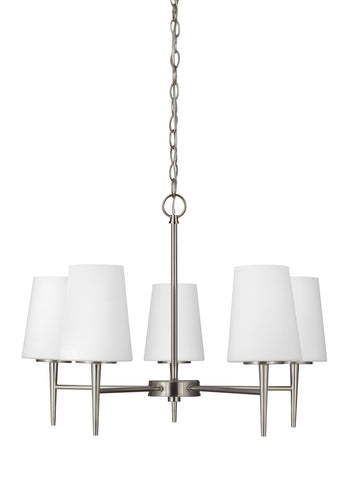 Driscoll Five Light Chandelier - Brushed Nickel Ceiling Sea Gull Lighting 