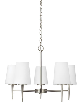 Driscoll Five Light LED Chandelier - Brushed Nickel Ceiling Sea Gull Lighting 