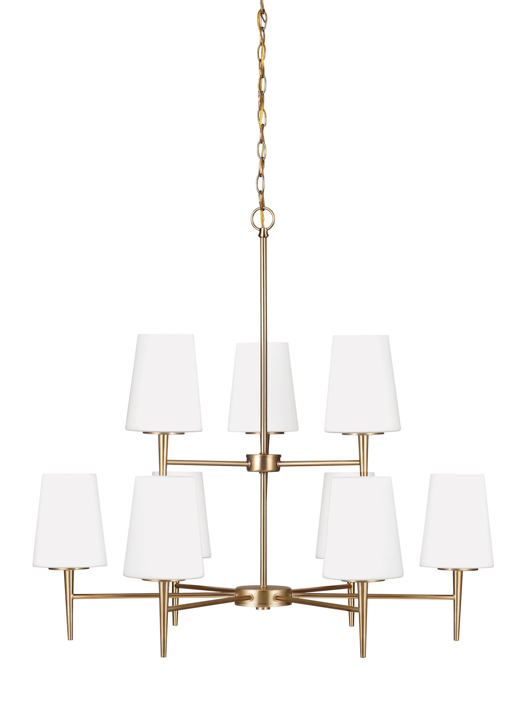 Driscoll Nine Light LED Chandelier - Satin Bronze Ceiling Sea Gull Lighting 