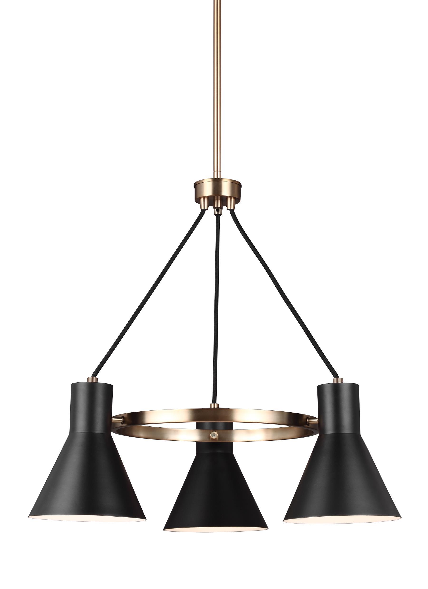 Towner Three Light Chandelier - Satin Bronze / Black Ceiling Sea Gull Lighting 