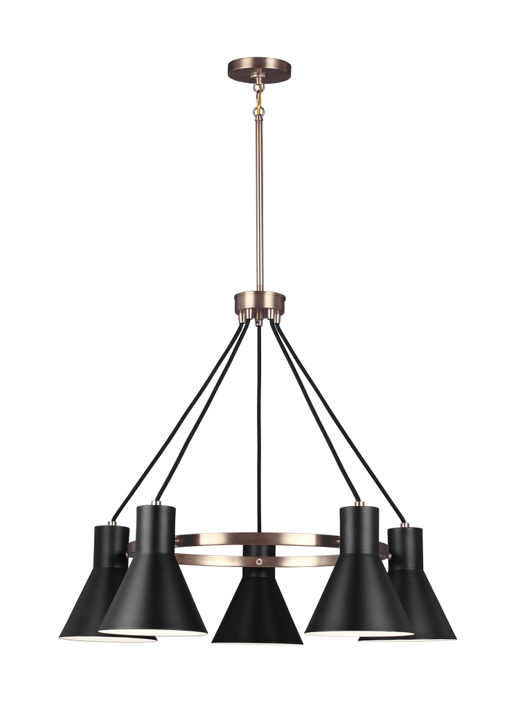 Towner Five Light Chandelier - Satin Bronze / Black Ceiling Sea Gull Lighting 