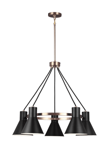 Towner Five Light Chandelier - Satin Bronze / Black Ceiling Sea Gull Lighting 