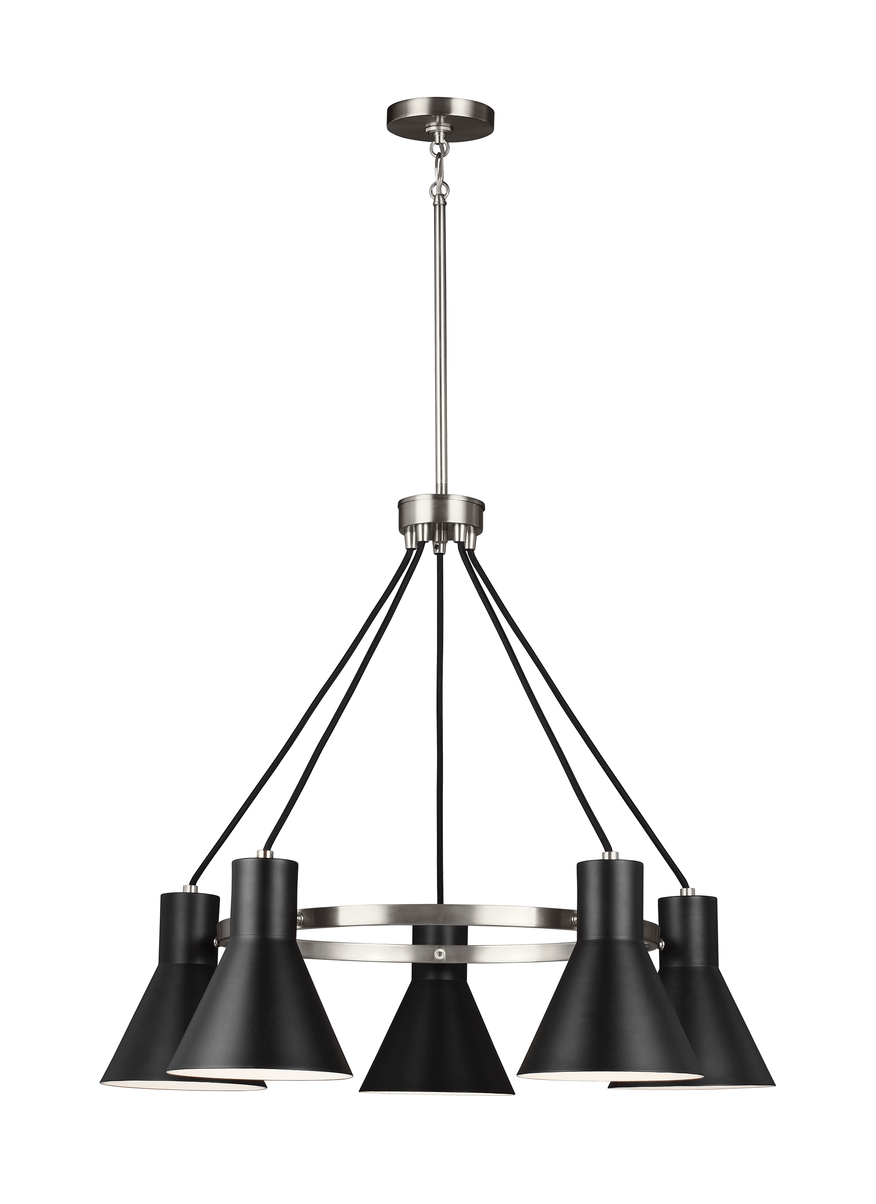 Towner Five Light Chandelier - Brushed Nickel / Black Ceiling Sea Gull Lighting 