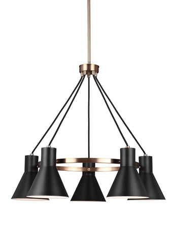 Towner Five Light LED Chandelier - Satin Bronze / Black Ceiling Sea Gull Lighting 