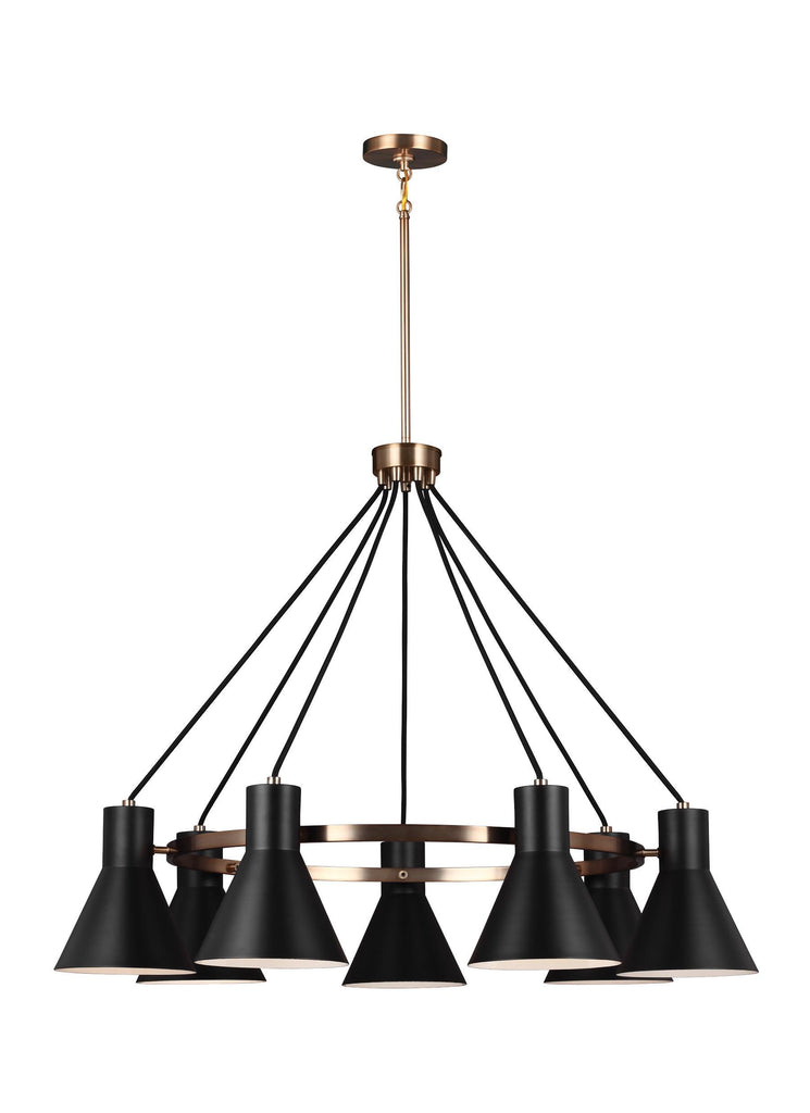 Towner Seven Light LED Chandelier - Satin Bronze / Black Ceiling Sea Gull Lighting 