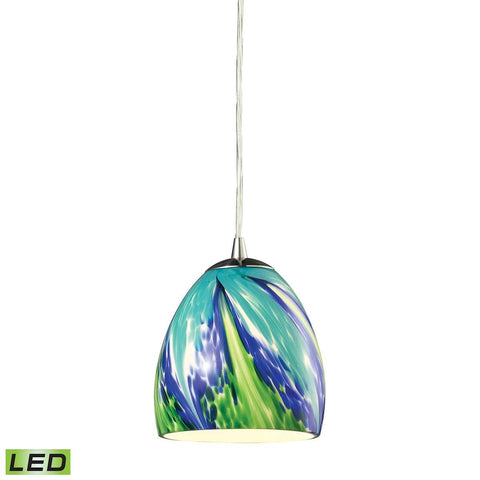 Colorwave LED Pendant In Satin Nickel And Tropics Glass Ceiling Elk Lighting 