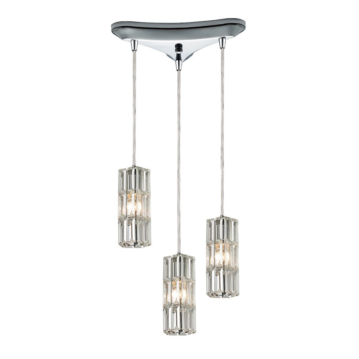 Cynthia 3 Light Pendant In Polished Chrome And Clear K9 Crystal Ceiling Elk Lighting 