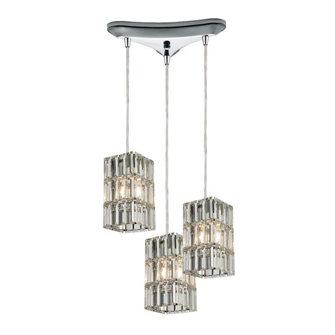 Cynthia 3 Light Pendant In Polished Chrome And Clear K9 Crystal Ceiling Elk Lighting 