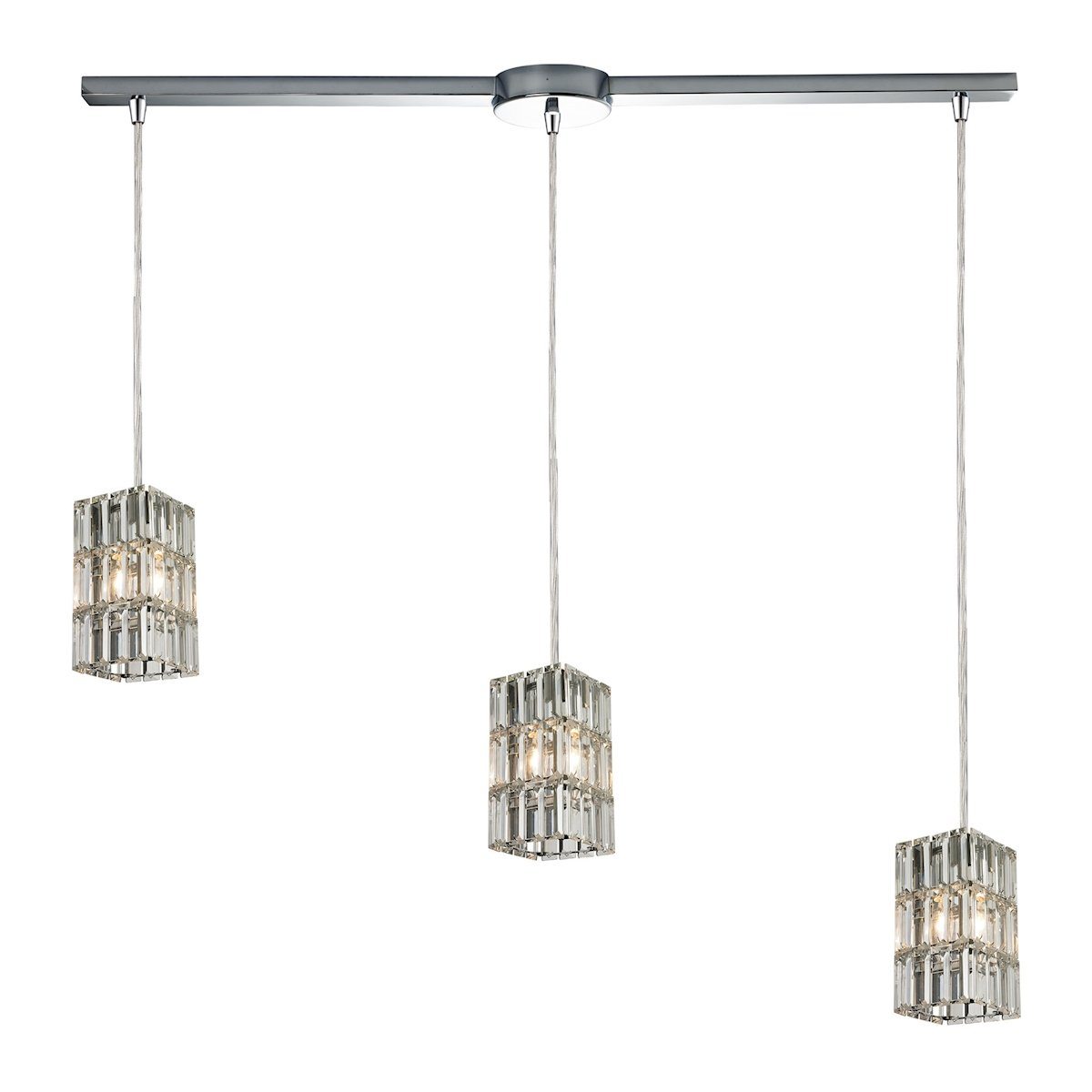 Cynthia 3 Light Pendant In Polished Chrome And Clear K9 Crystal Ceiling Elk Lighting 