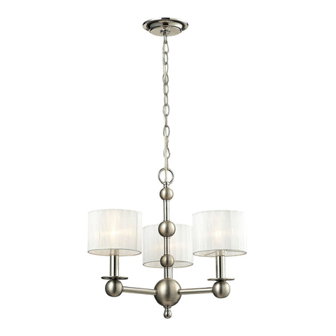 Meridian Collection 3 light chandelier in Polished Nickel/Matte Nickel Ceiling ELK Lighting 