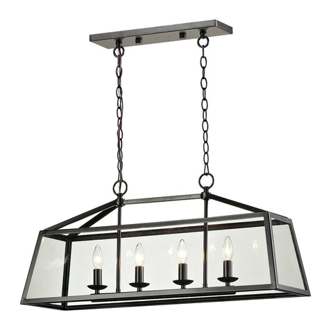 Alanna 4 Light Pendant In Oil Rubbed Bronze And Clear Glass Ceiling Elk Lighting 
