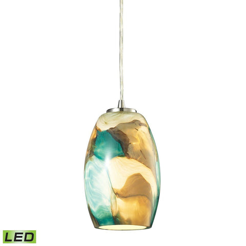 Surreal LED Pendant In Satin Nickel With Cream And Green Glass Ceiling Elk Lighting 