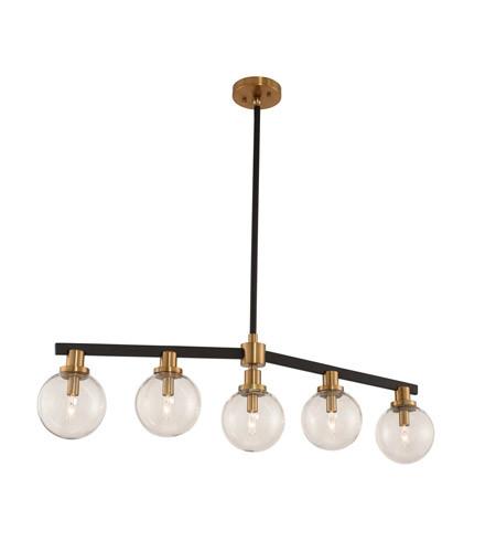 Cameo Black and Brass 40"w Linear Island Pendant Ceiling Kalco 
