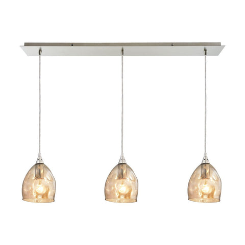 Niche 3 Light Pendant In Satin Nickel And Champagne Plated Glass Ceiling Elk Lighting 