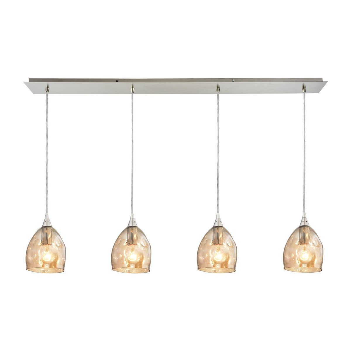 Niche 4 Light Pendant In Satin Nickel And Champagne Plated Glass Ceiling Elk Lighting 