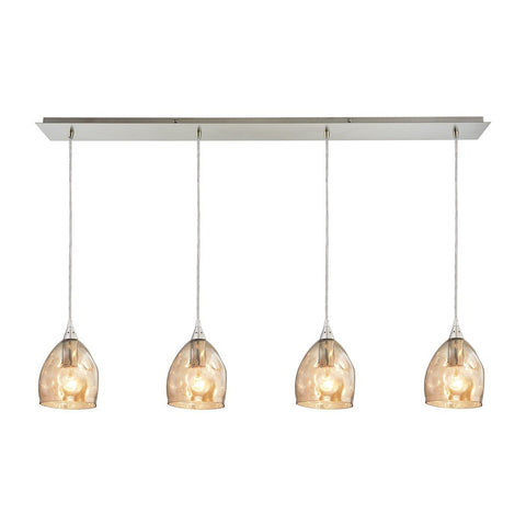 Niche 4 Light Pendant In Satin Nickel And Champagne Plated Glass Ceiling Elk Lighting 