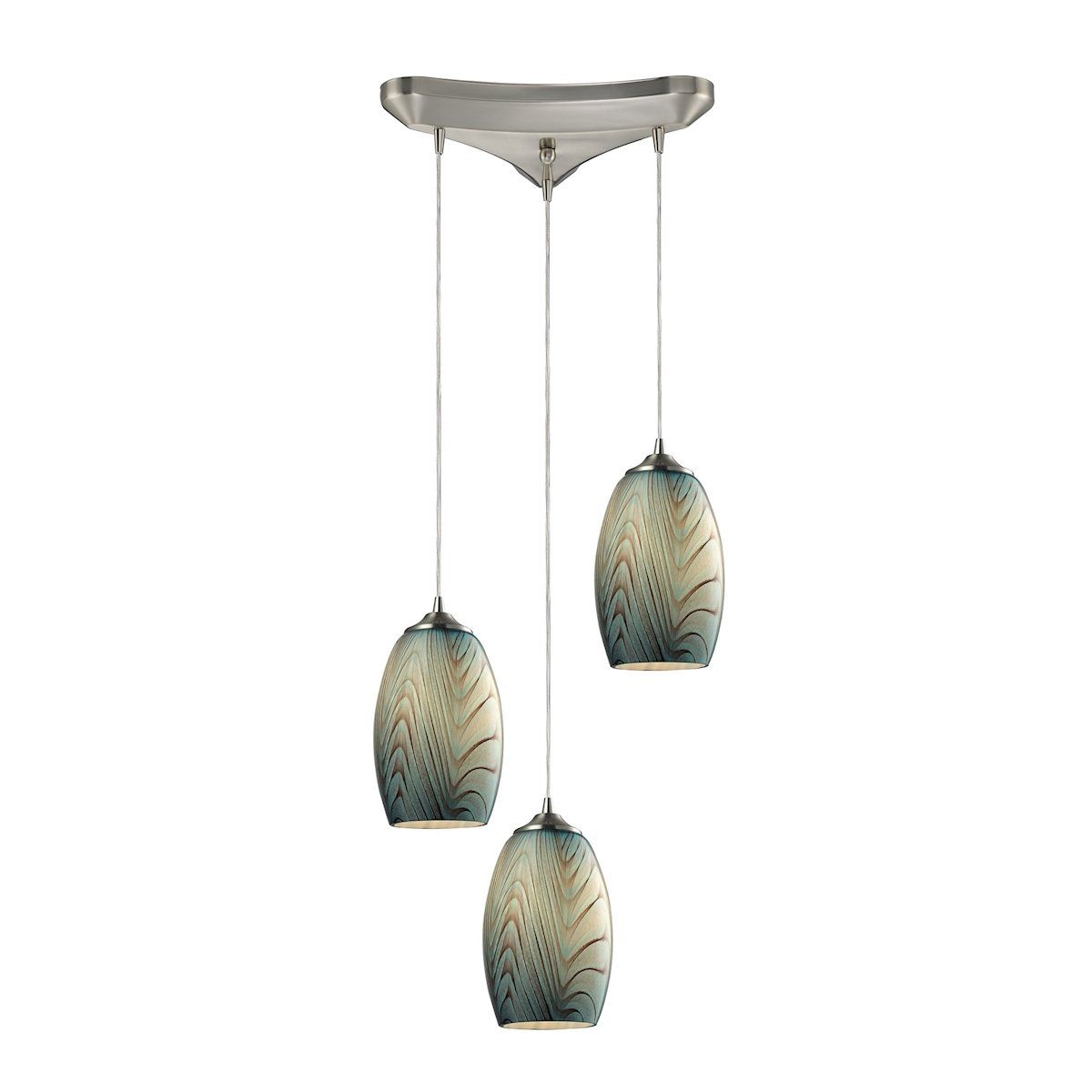 Tidewaters 3 Light Pendant In Satin Nickel And Seafoam Glass Ceiling Elk Lighting 