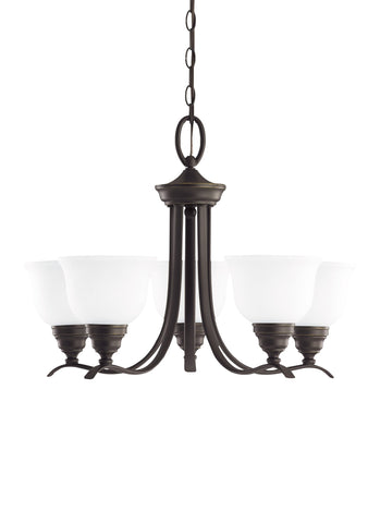 Wheaton Five Light Chandelier - Heirloom Bronze Ceiling Sea Gull Lighting 