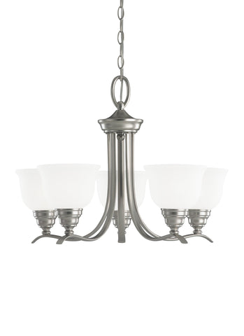 Wheaton Five Light Chandelier - Brushed Nickel Ceiling Sea Gull Lighting 