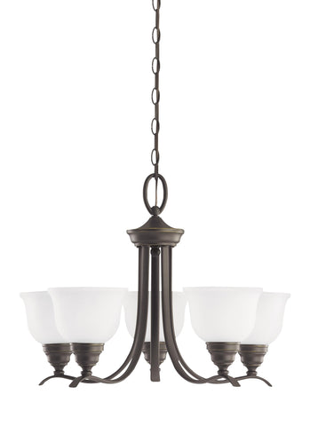 Wheaton Five Light LED Chandelier - Heirloom Bronze Ceiling Sea Gull Lighting 