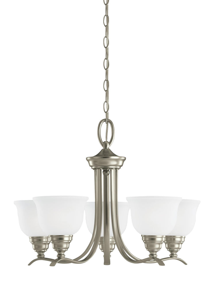 Wheaton Five Light LED Chandelier - Brushed Nickel Ceiling Sea Gull Lighting 