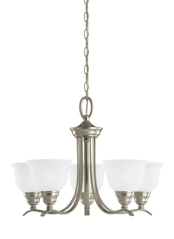 Wheaton Five Light LED Chandelier - Brushed Nickel Ceiling Sea Gull Lighting 