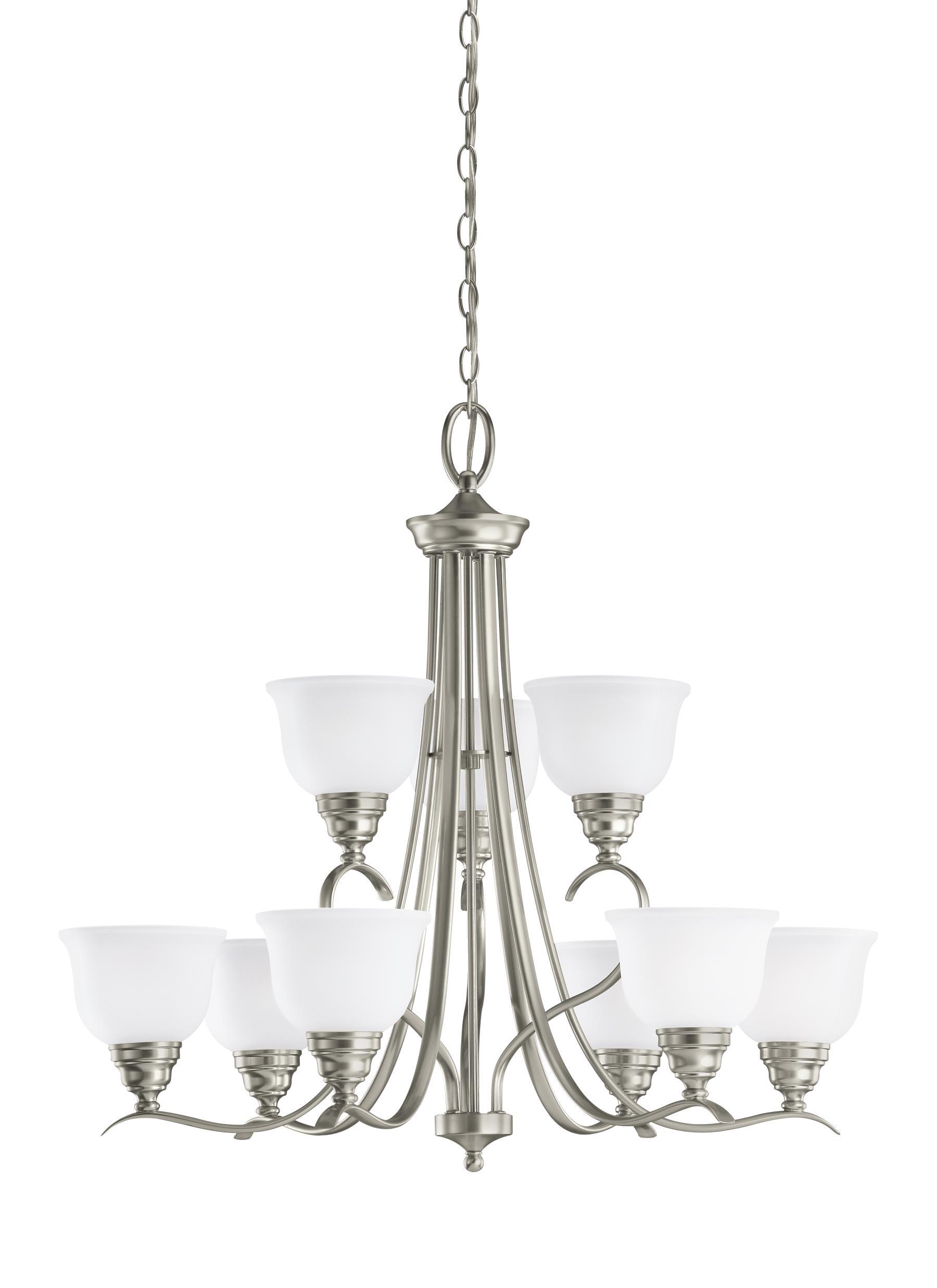 Wheaton Nine Light LED Chandelier - Brushed Nickel Ceiling Sea Gull Lighting 