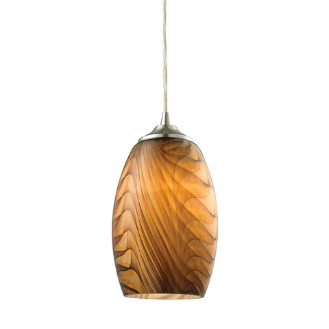 Tidewaters Pendant In Satin Nickel And Amber Glass Ceiling Elk Lighting 