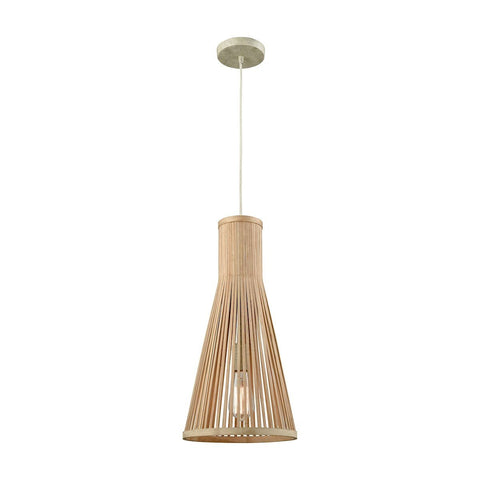 Pleasant Fields 1 Light Pendant With Russet Beige Hardware And Natural Wicker Shade Ceiling Elk Lighting 