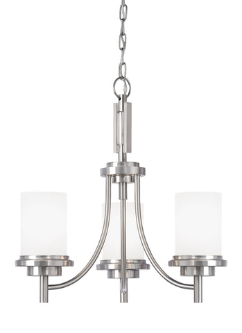 Winnetka Three Light Chandelier - Brushed Nickel Ceiling Sea Gull Lighting 