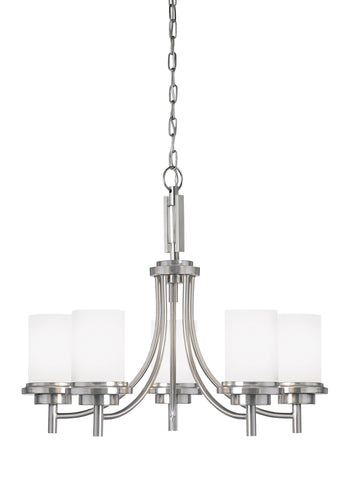 Winnetka Five Light Chandelier - Brushed Nickel Ceiling Sea Gull Lighting 