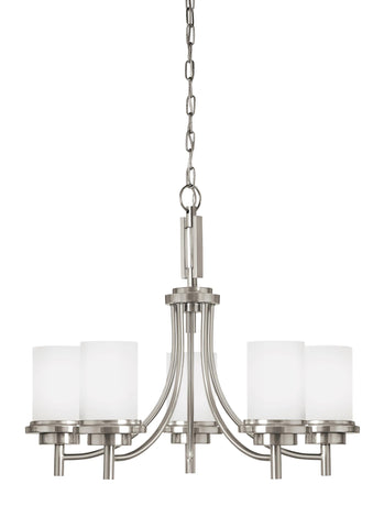 Winnetka Five Light LED Chandelier - Brushed Nickel Ceiling Sea Gull Lighting 