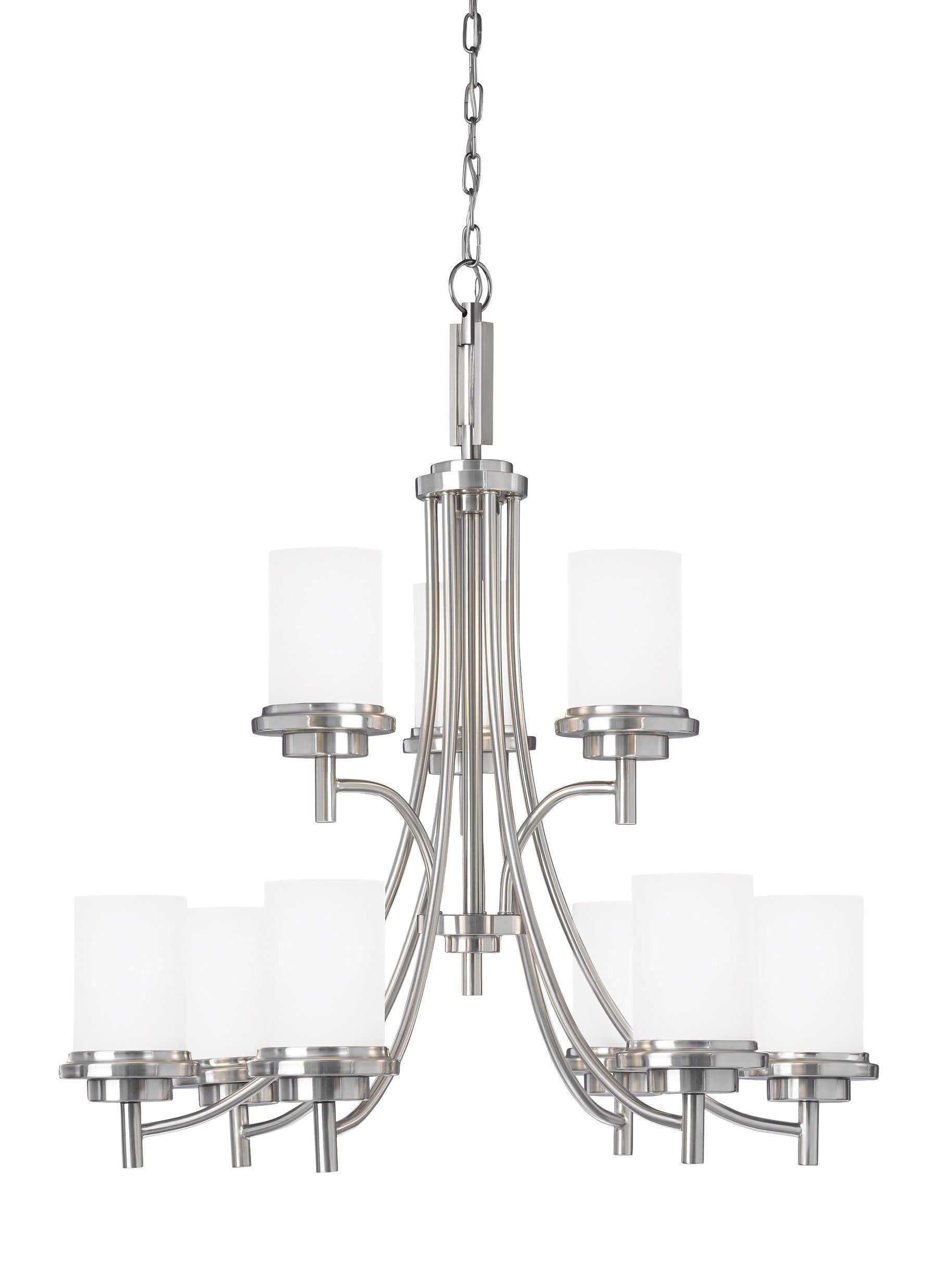 Winnetka Nine Light Chandelier - Brushed Nickel Ceiling Sea Gull Lighting 