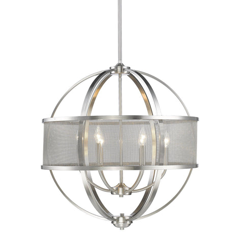 Colson PW 6 Light Chandelier (with shade) in Pewter Ceiling Golden Lighting 