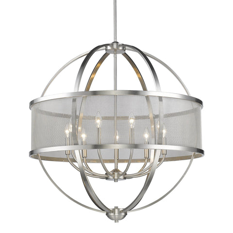 Colson 33"w Pewter Orb Chandelier with Mesh Shade Ceiling Golden Lighting 