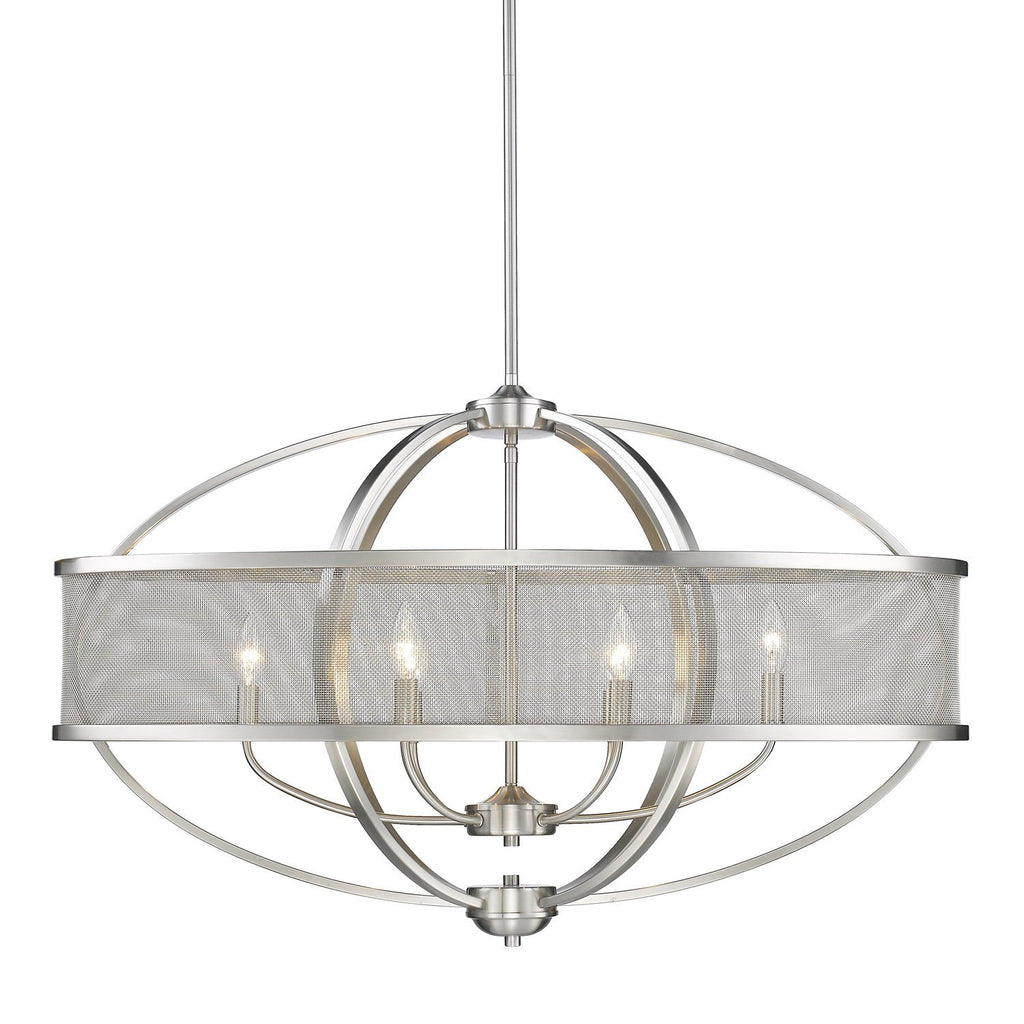 Colson 36"w Linear Pendant (with shade) in Pewter Ceiling Golden Lighting 