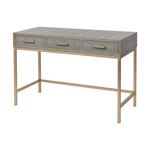 Sands Point 3-Drawer Desk in Grey and Gold Furniture ELK Home 