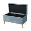 Shake Storage Bench in Blue Chenille and Gold Furniture ELK Home 