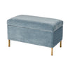 Shake Storage Bench in Blue Chenille and Gold Furniture ELK Home 