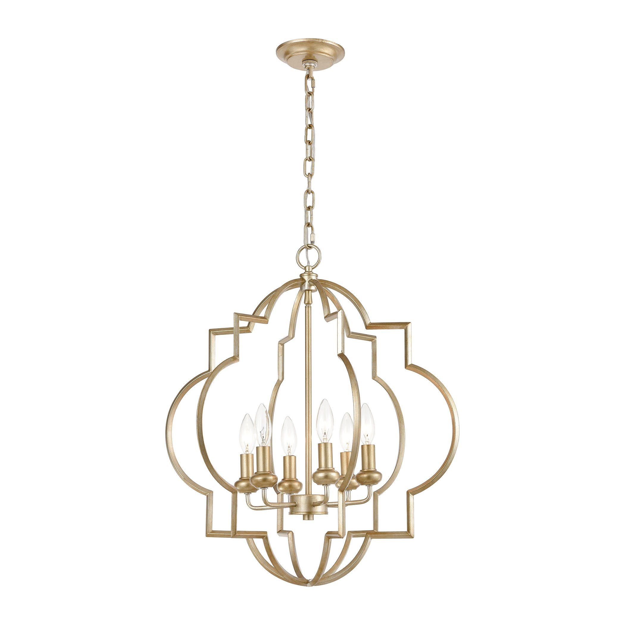 Chandette 6-Light Pendant in Aged Silver Ceiling Elk Lighting 