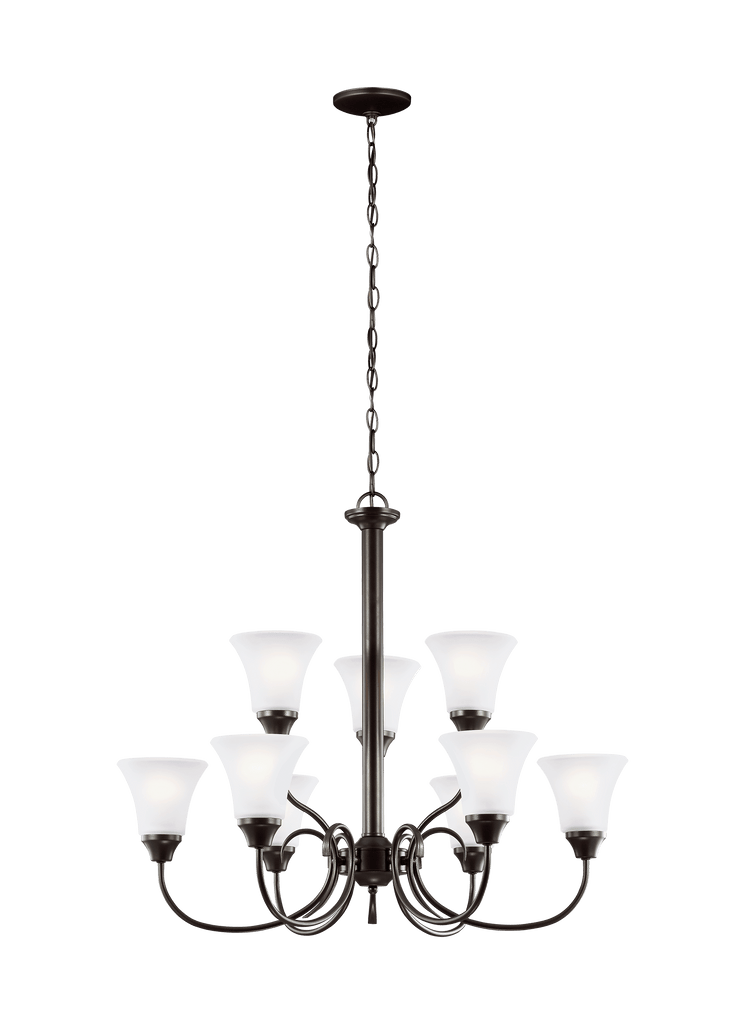 Holman Nine Light Chandelier - Heirloom Bronze Ceiling Sea Gull Lighting 