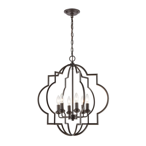 Chandette 6-Light Pendant in Oil Rubbed Bronze Ceiling Elk Lighting 